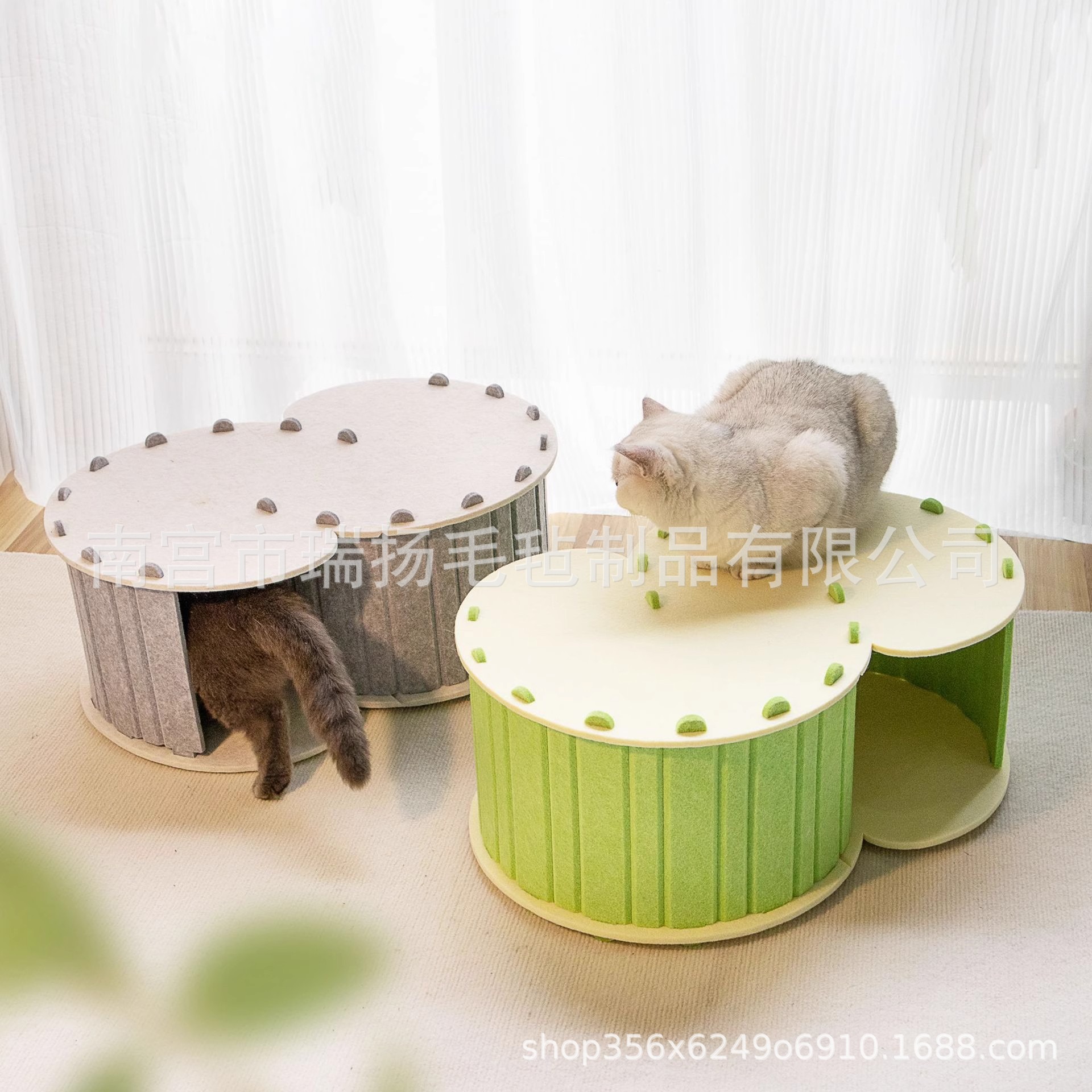 Cross-Border Felt Pet Cat House Semi-Enclosed Tunnel with Scratching Board Double-Layer Cat Climbing Frame Handmade