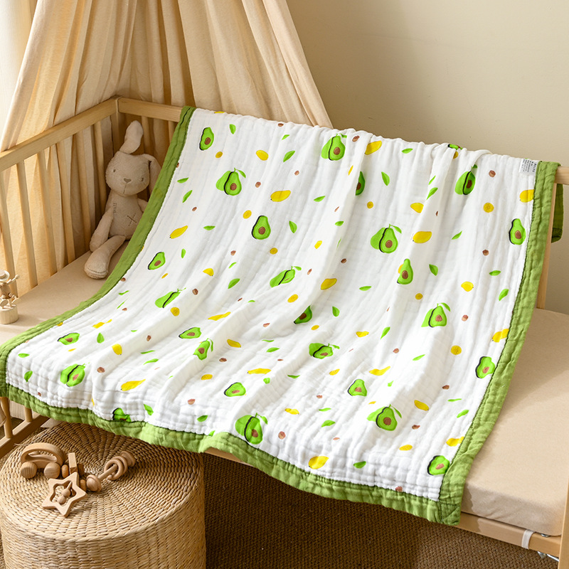 Picture of Gauze Bath Towel Spring New Wide Side Increase Baby Blanket Newborn Six-Layer Cartoon Printed Gauze Cushion