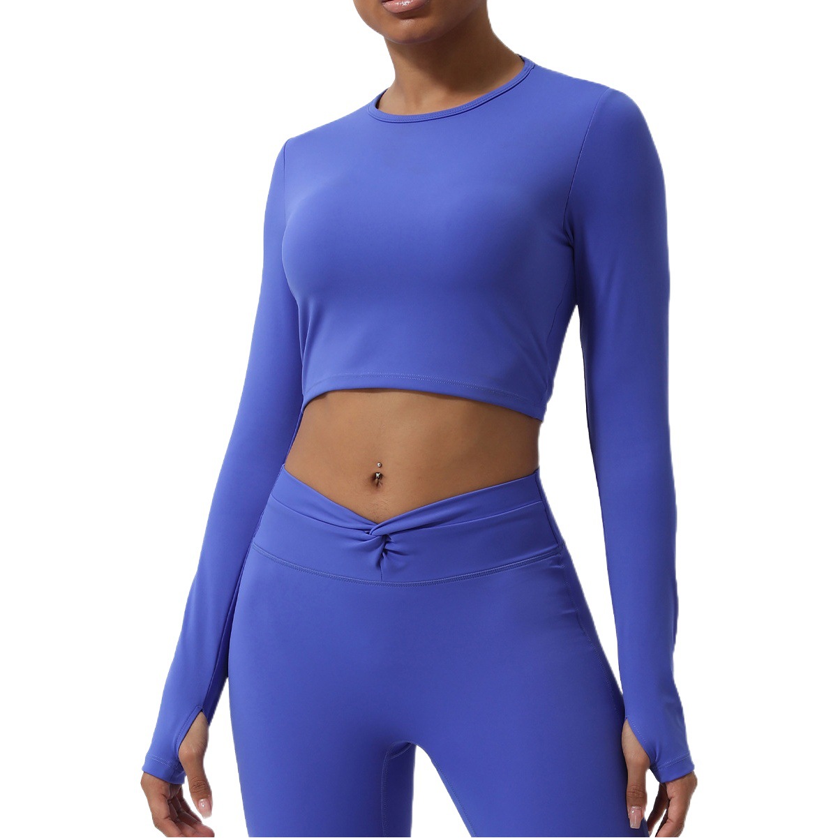 Spring New Naked Hollow Back Sports Top with Kink Short Yoga Clothes with Chest Pad Long Sleeve T-shirt Fitness Clothes