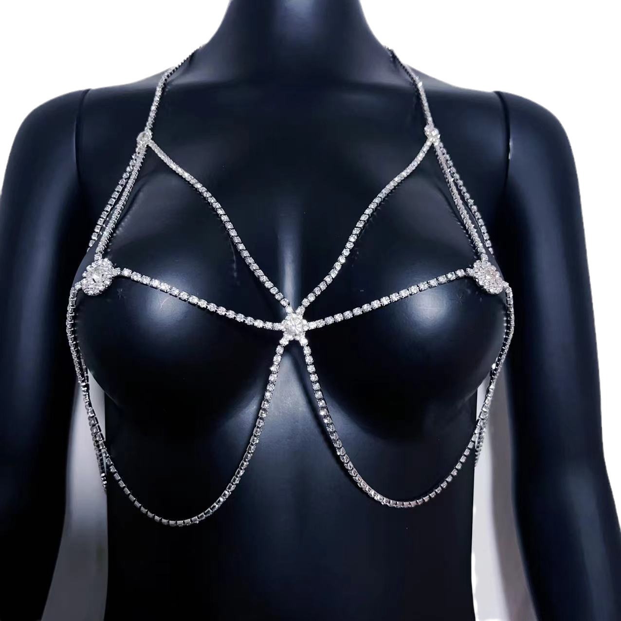 Picture of Fashion New Round Chest Nightclub Style Sexy Rhinestone Body Chain Women Cross-border Chest Chain Body Chain