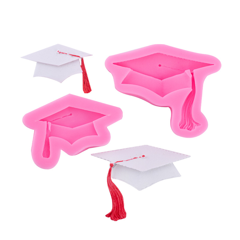 Picture of Doctor's Cap Master's Cap Graduation Certificate Parchment Roll Silicone Mold Graduation Cake Decoration Accessories Fondant Chocolate