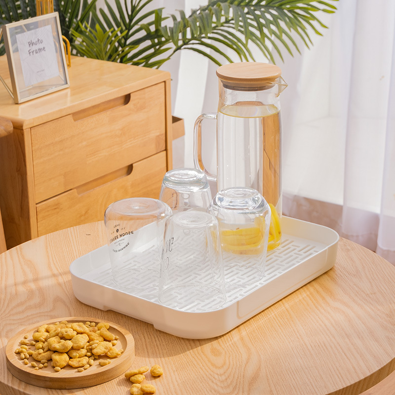 Picture of Creative Draining Tray Household Rectangular Mini Water Storage Tea Tray Plastic Double-Layer Water Cup Storage Fruit Plate
