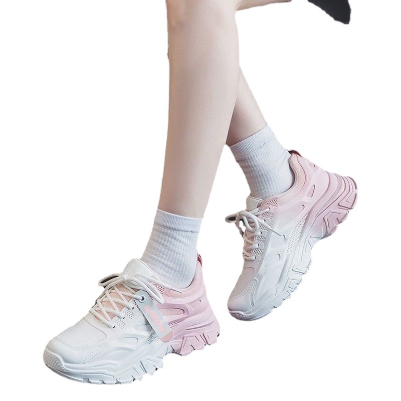 Women's shoes daddy shoes 2022 summer new non-slip breathable thick bottom ins fashionable gradient breathable hollow casual sports