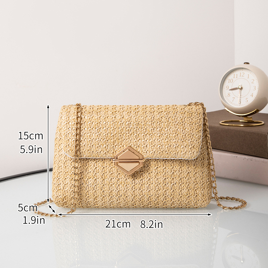 Picture of 2024 Summer New Fashion Women's Crossbody Bag Straw Women's Bag Diamond Lock Simple Chain Bag