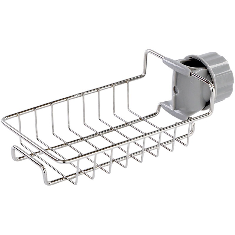 Household Kitchen Sink Faucet Storage Rack Stainless Steel Draining Rack Creative Single Layer Wipe Sanitary Ware Storage Rack