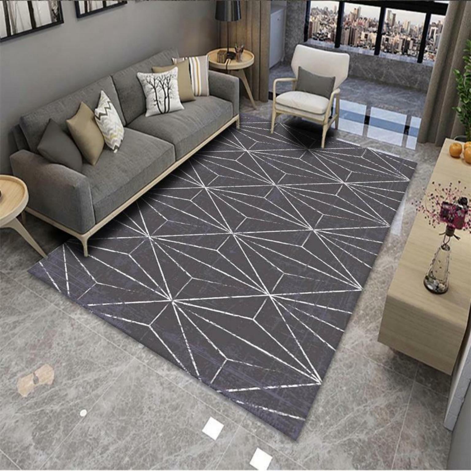 Picture of Modern Simple Living Room Carpet Geometric Pattern Home Study Sofa Printing and Dyeing Carpet Homestay Hotel Carpet Floor Mat