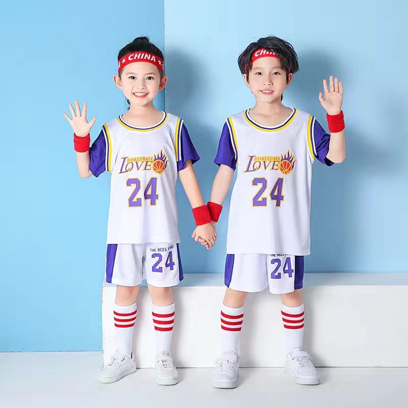 Picture of Children's Basketball Uniform Set for Boys and Girls Quick-Drying Sports Vest Youth Student Short-Sleeved Training Uniform Football Jersey