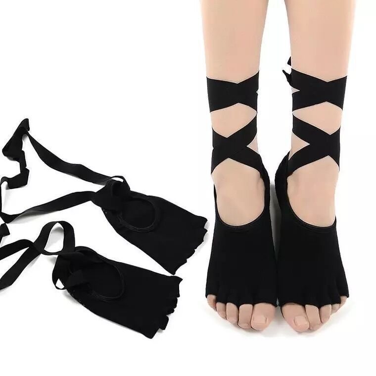 Yoga women's socks non-slip lace-up. Sports fitness cross-border. Ballet yoga socks dispensing socks backless dance floor socks