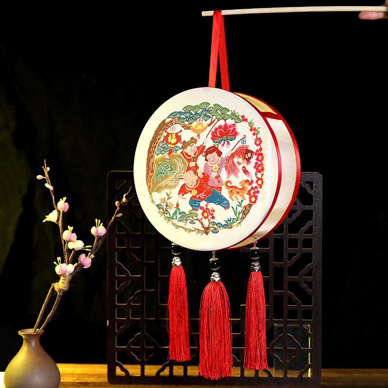 Picture of New Hanfu mid-autumn festival lantern diy handmade flowers and plants Lantern finished led Luminous lantern ancient style portable palace lantern