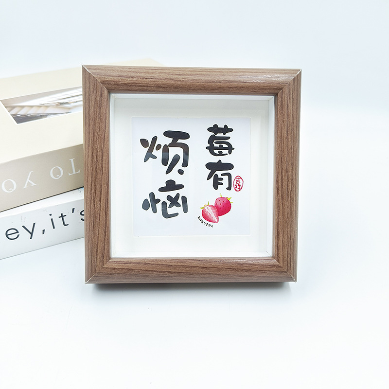 Picture of Simple Wooden Photo Frame Table Square 4-inch Desktop Text Decorative Painting Ornaments 10x 10 Small Frame Hollow Picture Frame