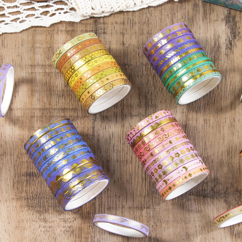 Picture of National tide color bronzing and paper tape 18 volumes of student hand account book collage decorative dividing line hand account tape set