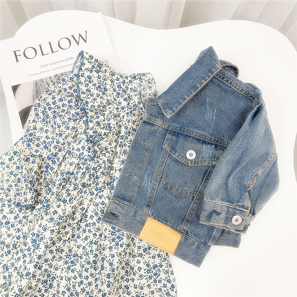 Mu Mu Family Girls' Denim Jacket Children's 24 New Spring Dress Children's Casual Jacket Baby's Western Style Korean Style Top