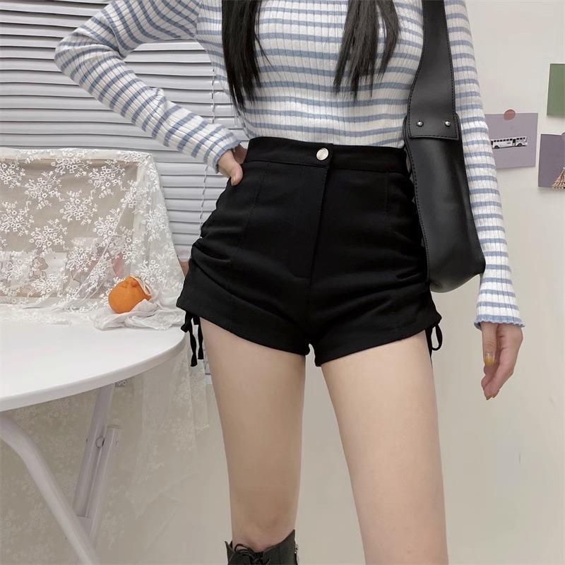 Bilateral Rope Women's Summer Thin Casual plus size Pear Shape High Waist Slimming Design Hot Pants