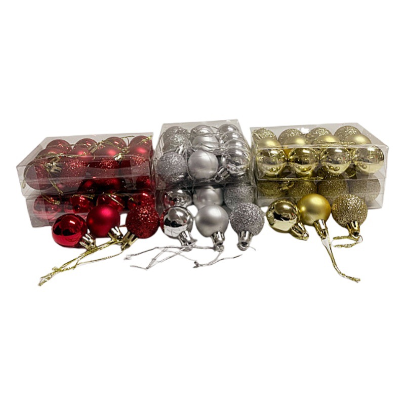 In-Stock 3cm Electroplated Christmas Plastic Glossy and Matte Pink Ball Set of 12 for Festive Christmas Tree Decoration Hanging Balls, Direct Supply from Manufacturer