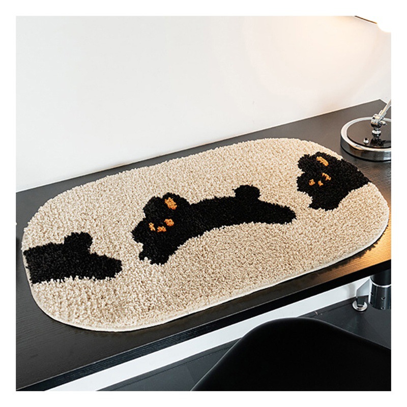 Cartoon animal bathroom non-slip mat bathroom toilet absorbent floor mat bathroom bunny toilet flocking floor mat