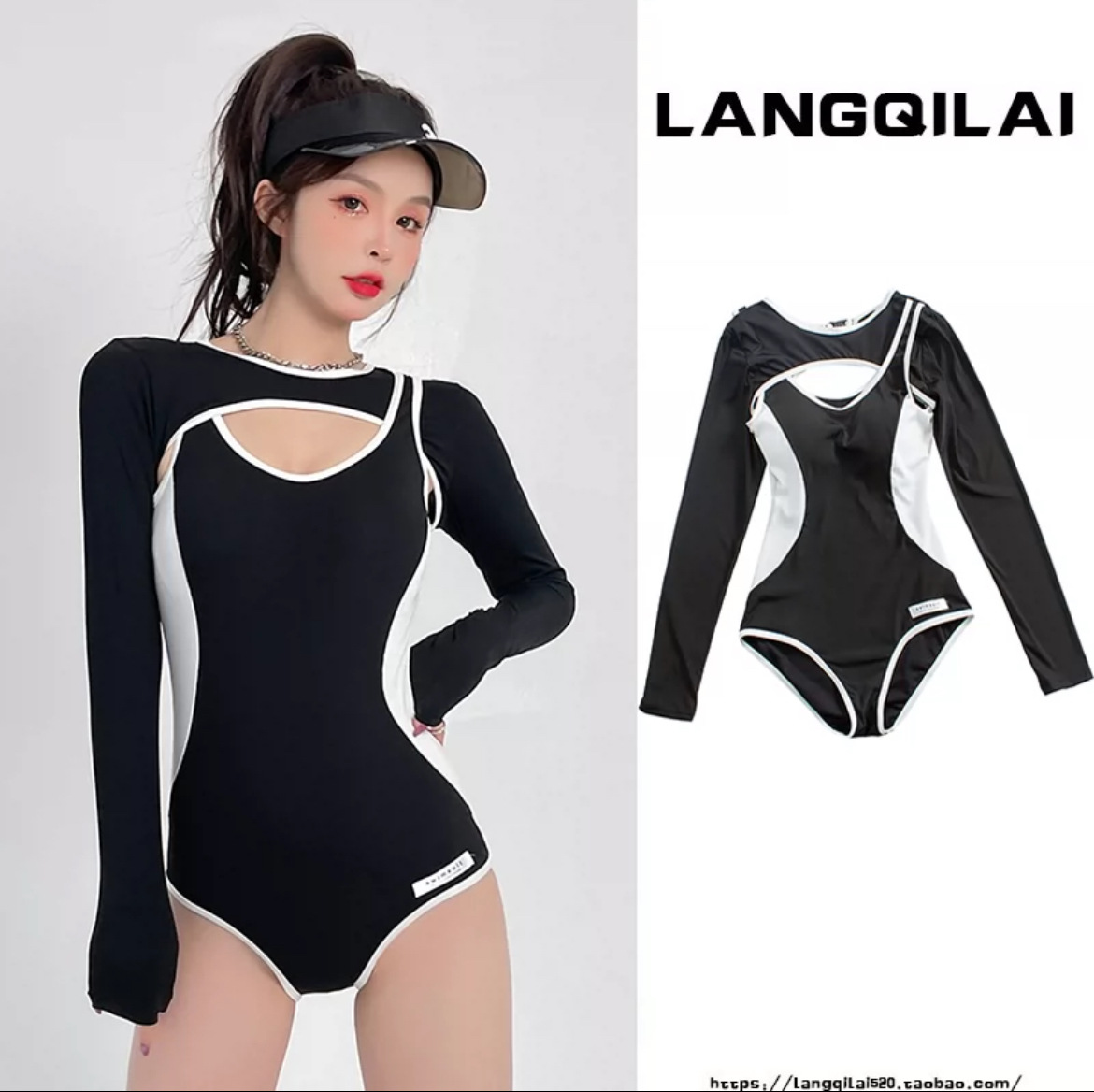 Picture of Swimsuit girls long-sleeved sunscreen female hot girl meat cover slim slim one-piece hot spring high-end swimsuit manufacturers wholesale
