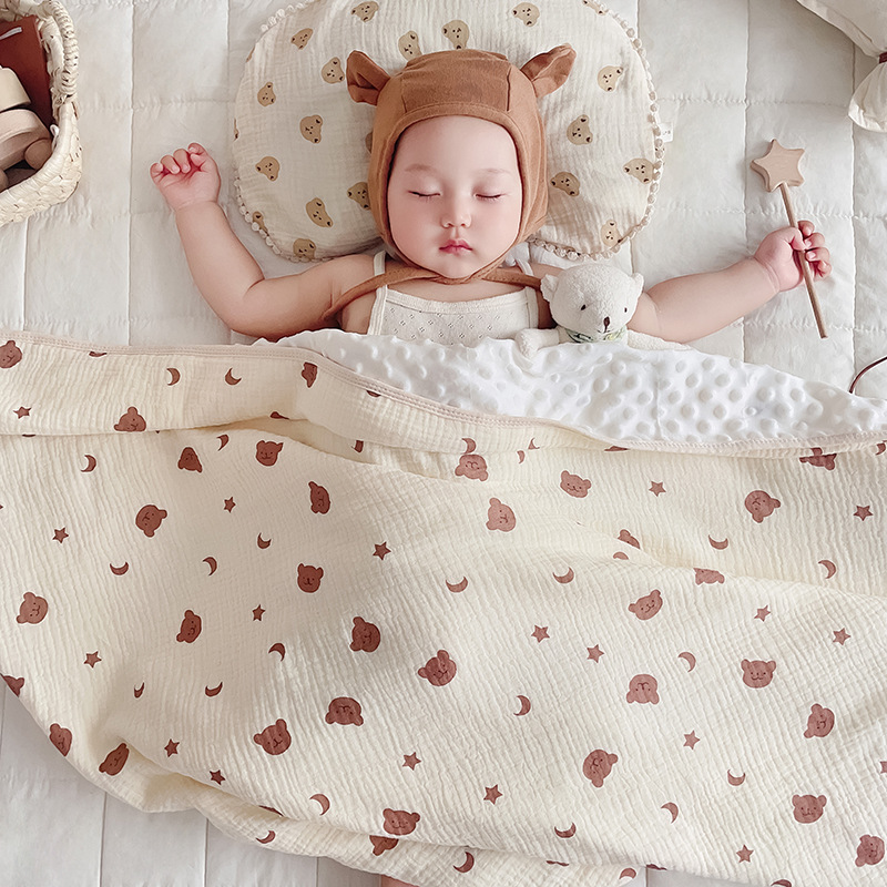 Picture of Bean Blanket Baby Quilt Summer Thin Gauze Air-conditioning Quilt Wholesale Children's Cotton Wrinkle Baby Blanket for Hair