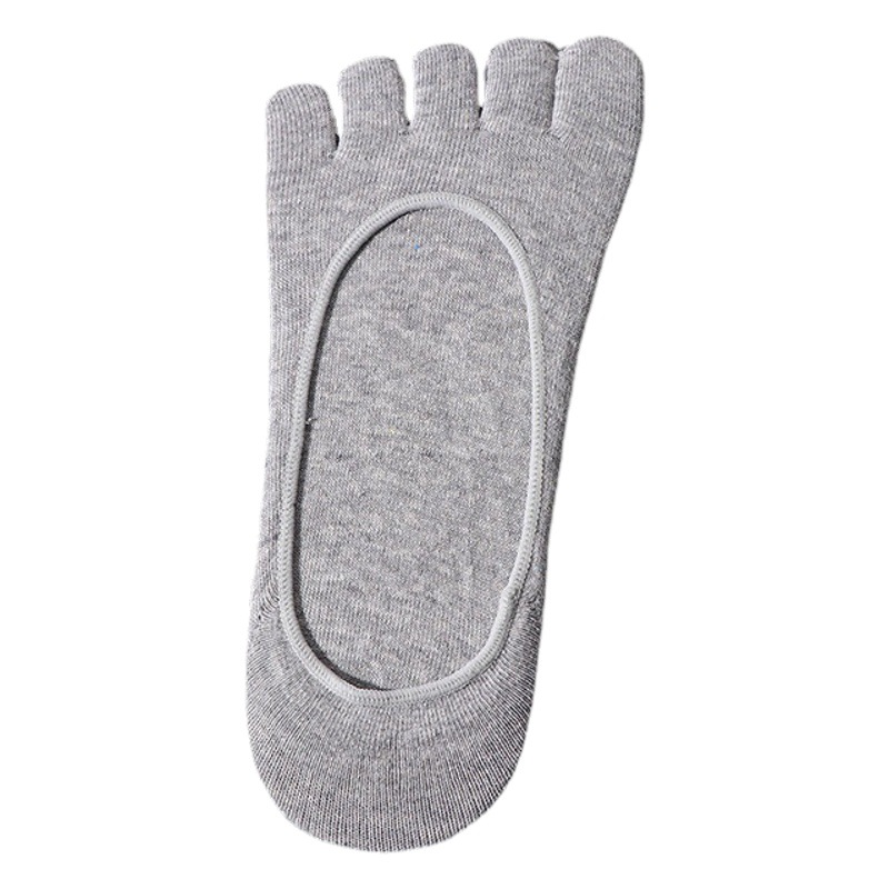 Men's Invisible Summer Silicone Business Toe Socks Solid Color Low-Top Summer Sweat-Absorbing Breathable Five-Finger Socks Boat Socks