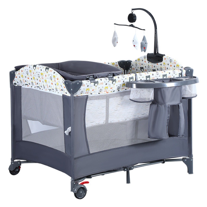 Lifting and Folding Crib Can Be Spliced with Large Bed, Multifunctional Bedside Bed, Newborn Baby Game Bedside Bed Wholesale