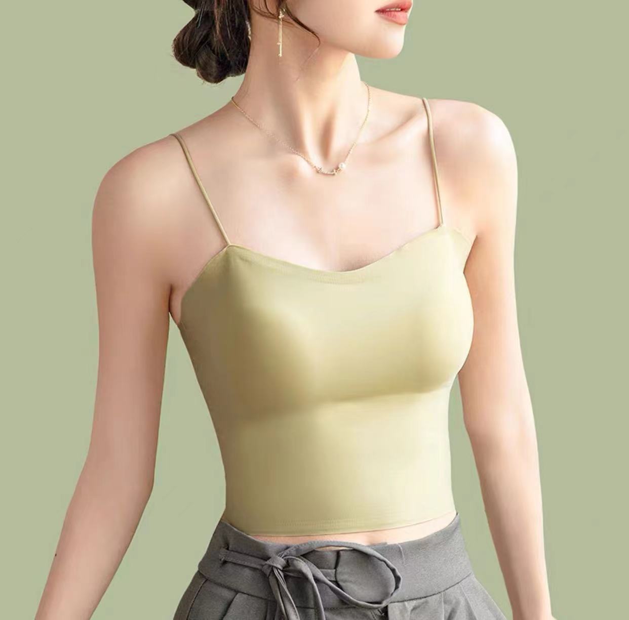 Picture of Sling Small Vest Women's Ice Silk Beautiful Back Underwear with Chest Pad One-piece Bra Summer Thin Inner Top Tube Top Outer Wear