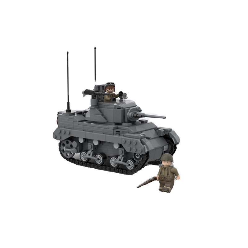 Picture of MOC-161865 compatible with Lego World War II M5 tank model military series diy assembling building blocks toys for children