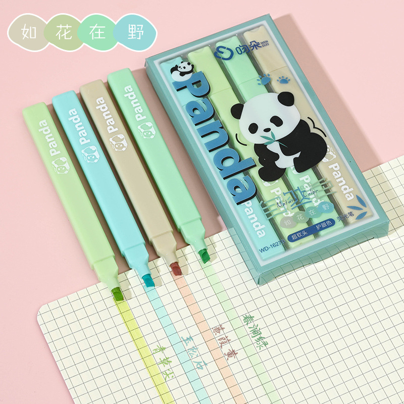 Picture of Kiss panda natural color square rod highlight pen ins cute high-looking hand account stroke key mark marker pen
