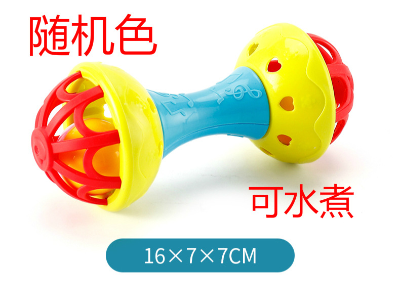 Picture of Boiled baby soft rubber ball dumbbell hand rattle toy 0-1 years old baby gripping gummy baby soothing