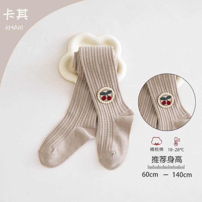 Picture of Baby pantyhose children's leggings 2023 spring and summer a cherry combed cotton baby bottoming socks spot wholesale