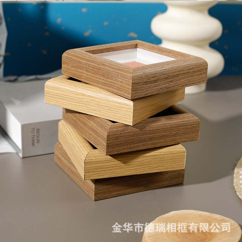 Picture of New Chinese mini photo frame square hollow picture frame decoration three-dimensional wooden handwriting calligraphy desktop decoration