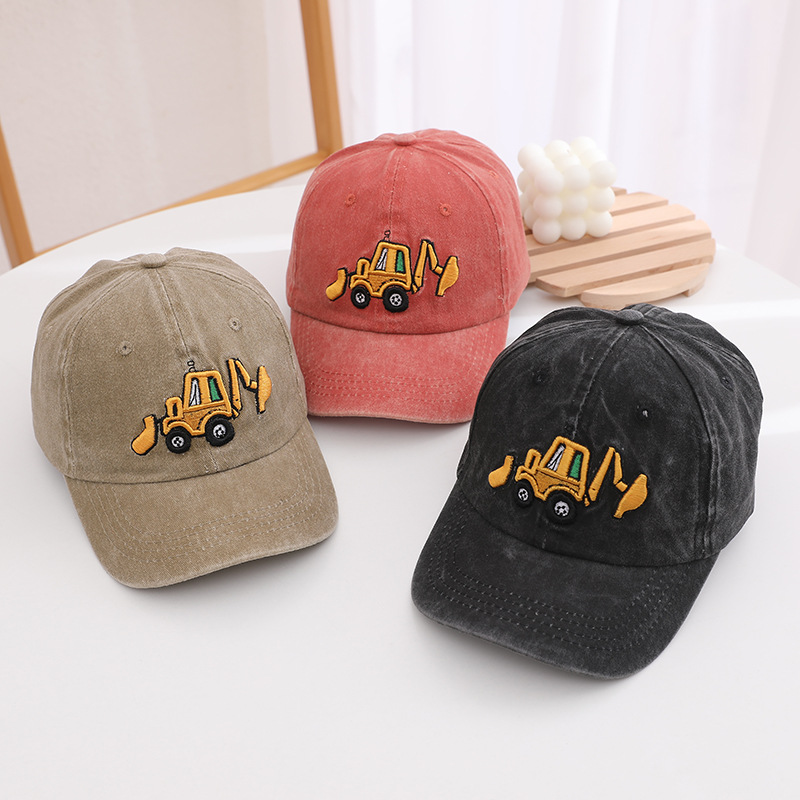 Picture of Children's hat wholesale Spring and Autumn New washed boys and girls cap Korean retro excavator cartoon baseball cap