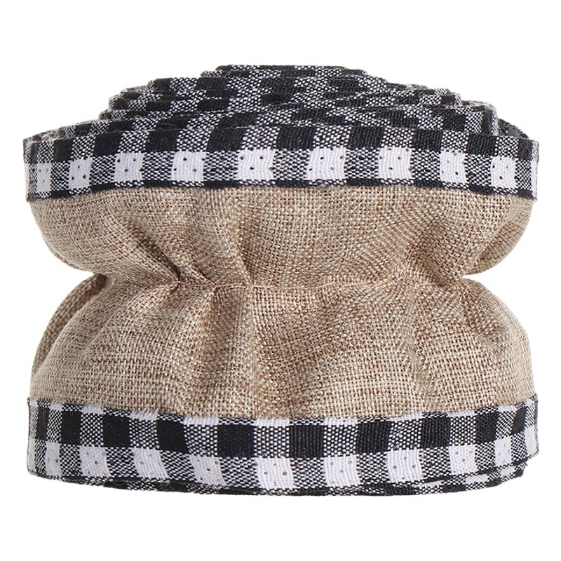 Christmas Stitching Edge Ribbon Gift Packaging Hemp Color Plaid Ribbon Bow Gift Box Decoration