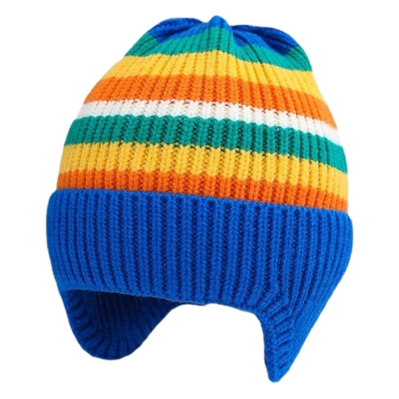 Picture of Children's hat autumn and winter girls' pullover hat Korean-style knitted hat colorful wool hat baby boys' warm earmuffs hat tide
