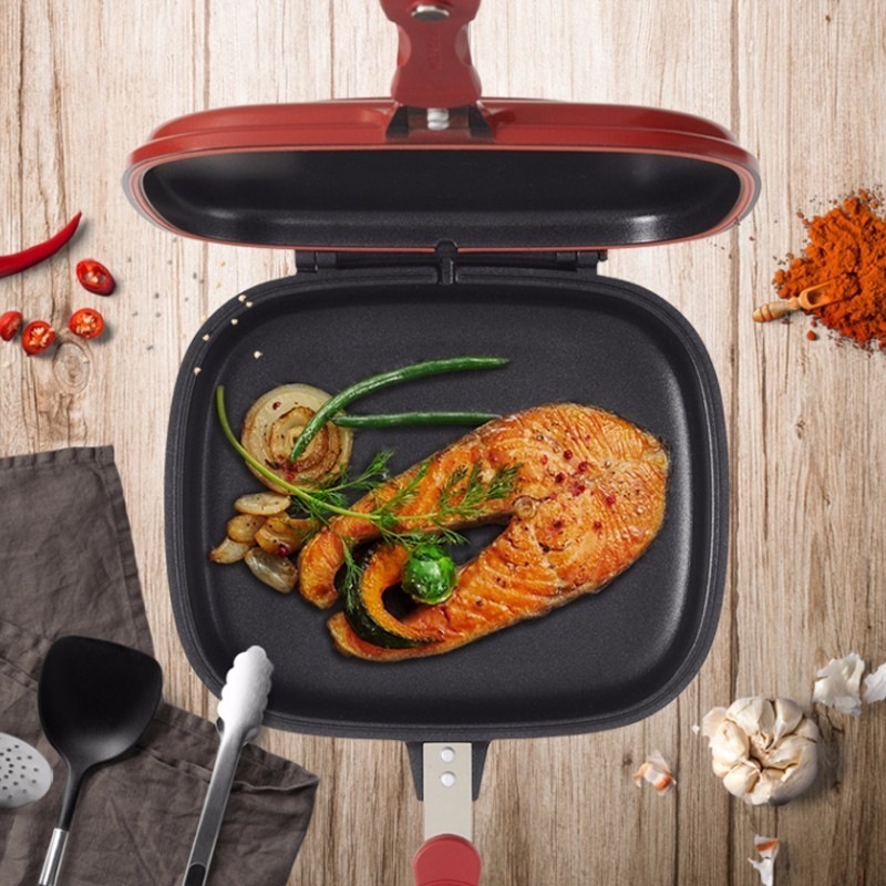 Picture of Spot supply Korean double-sided square roasting pan square non-stick pan roasting pan steak frying pan