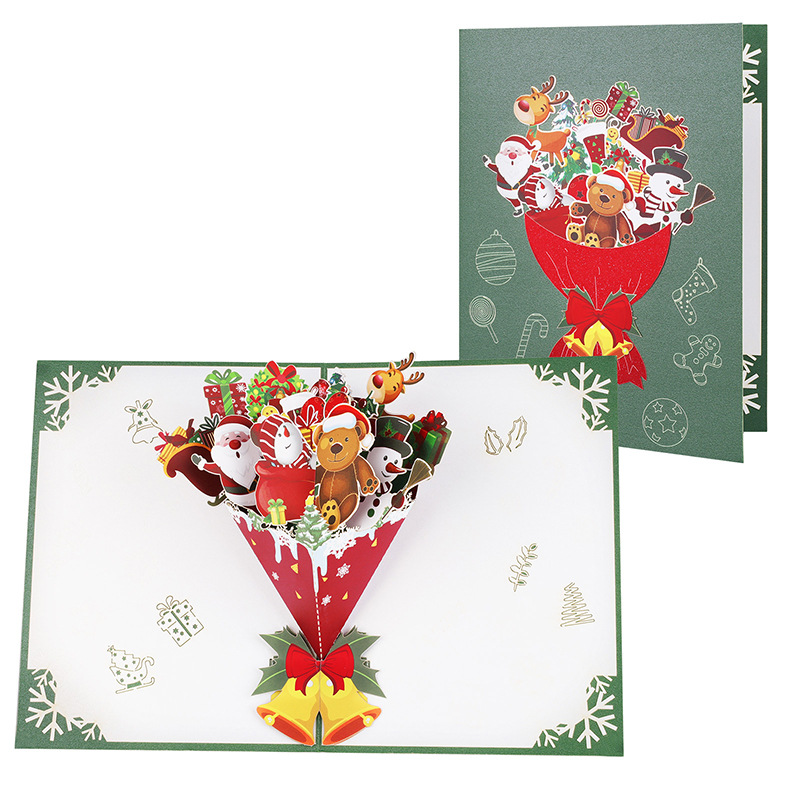 Picture of New Creative Amazon Cross-Border 3D Greeting Card Holiday Greetings Handmade Card Color Printed Christmas Lettering