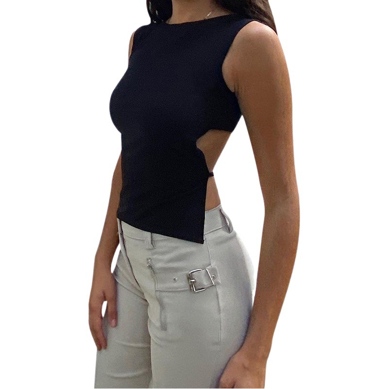 Europe and the United States INS sexy backless irregular Y2K strap care machine vest foreign trade 25 summer new sleeveless T-shirt women