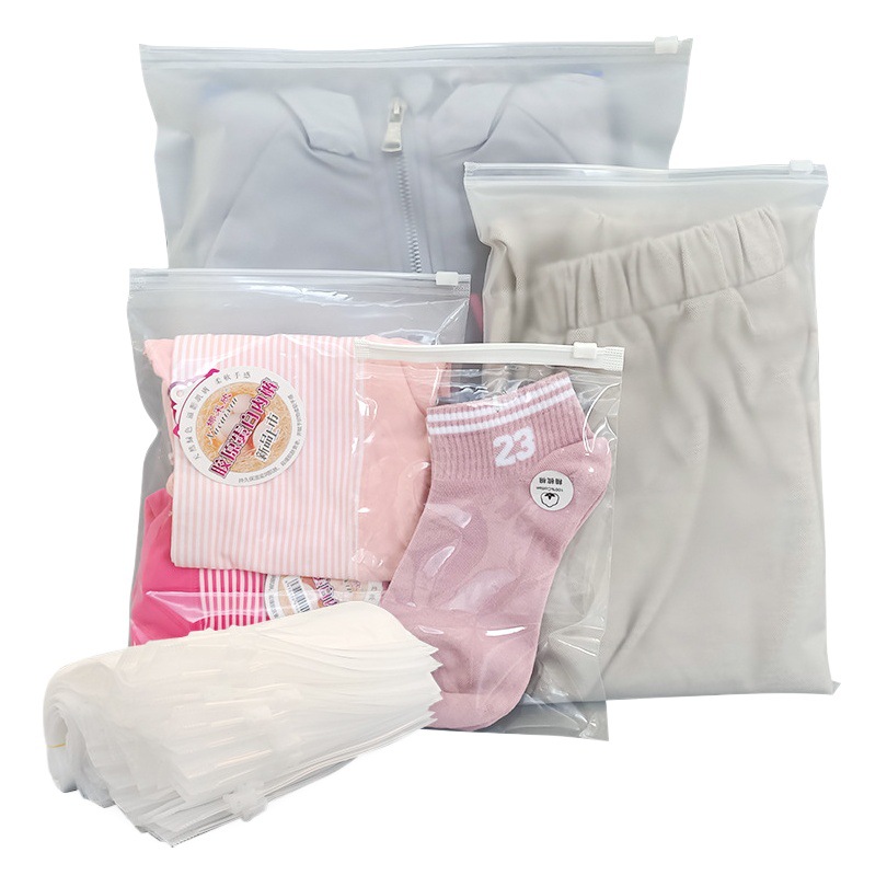 25*35 transparent frosted garment zipper bag shorts T-shirt A4 paper packaging plastic frosted self-sealing bag in stock