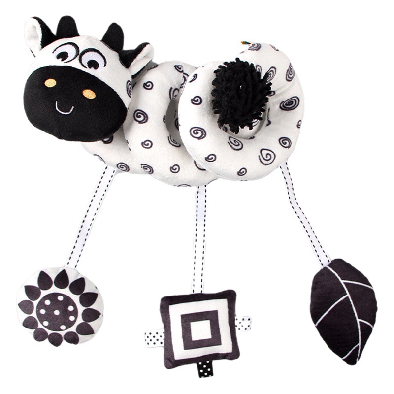 Aipinqi new early education bed winding toys baby black and white animal visual stimulation crib winding wholesale