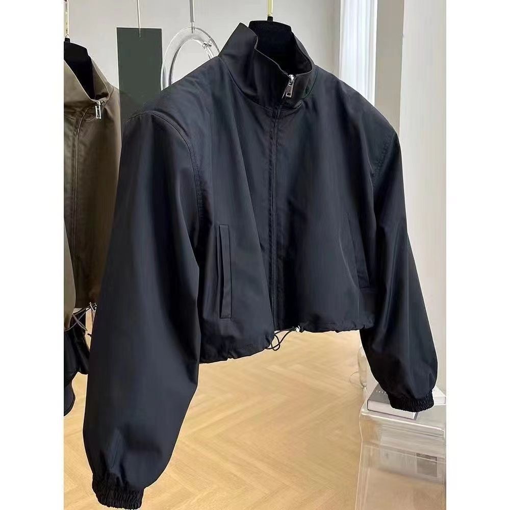 Coat Women's Spring and Autumn New High-end Sense Chic Vertical Collar Short Casual Small Tooling Elegant Charge Clothes