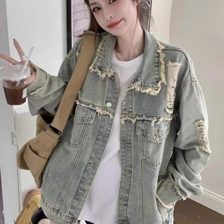 Picture of Cross-border Spring and Autumn New Denim Coat Women's Design Sense Niche American Style Retro High-end Sense Rick All-match Top Trendy