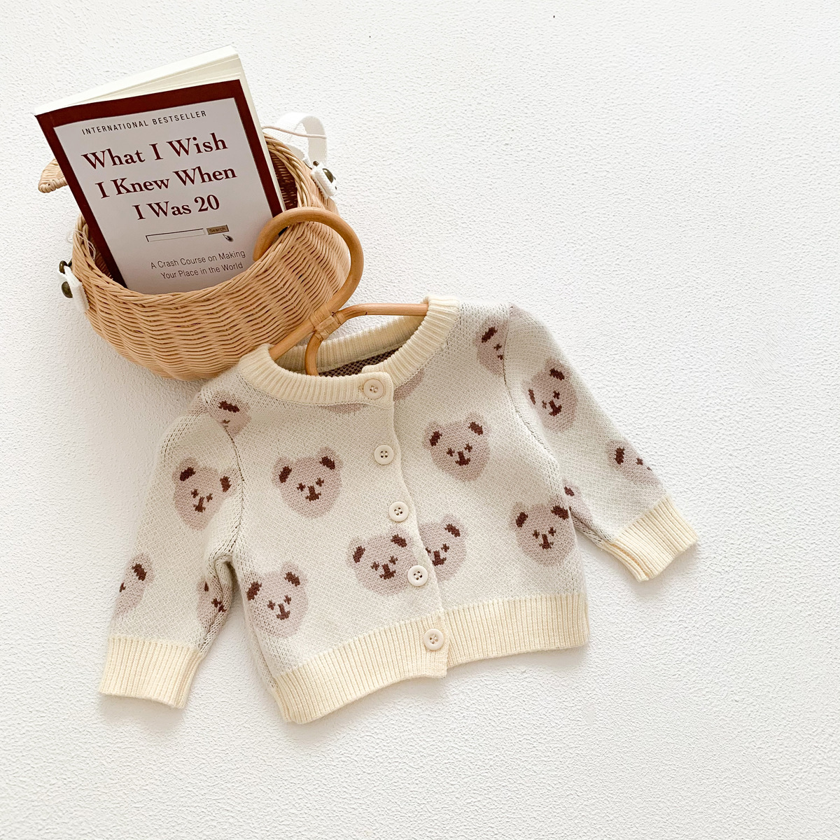 Picture of Girls' 2025 Autumn and Winter New Bear Sweater Jacket Baby Sling Bag Fart Harness Newborn One-Piece One-Year-Old