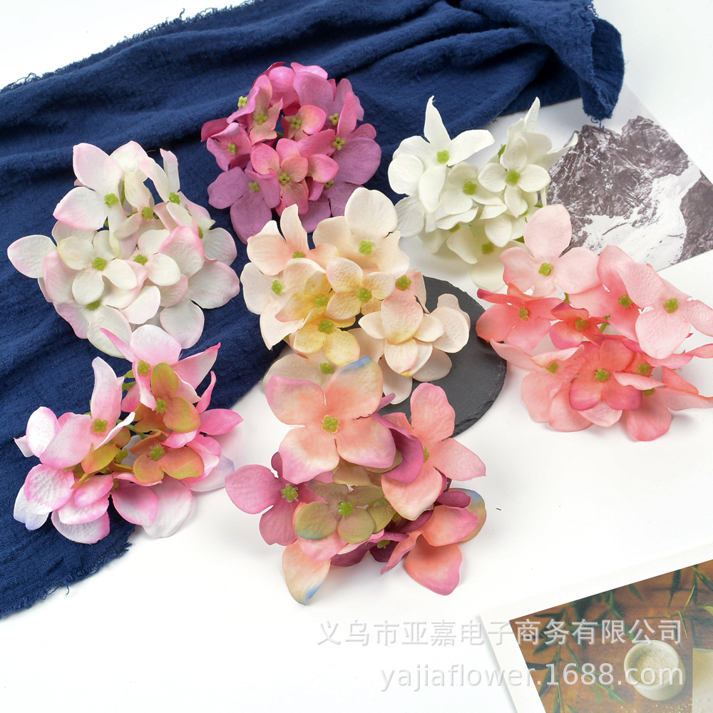 DIY Handmade Flower Headwear Wedding Photography Flower Road Lead Simulation Hydrangea Head European Texture Butterfly Hydrangea