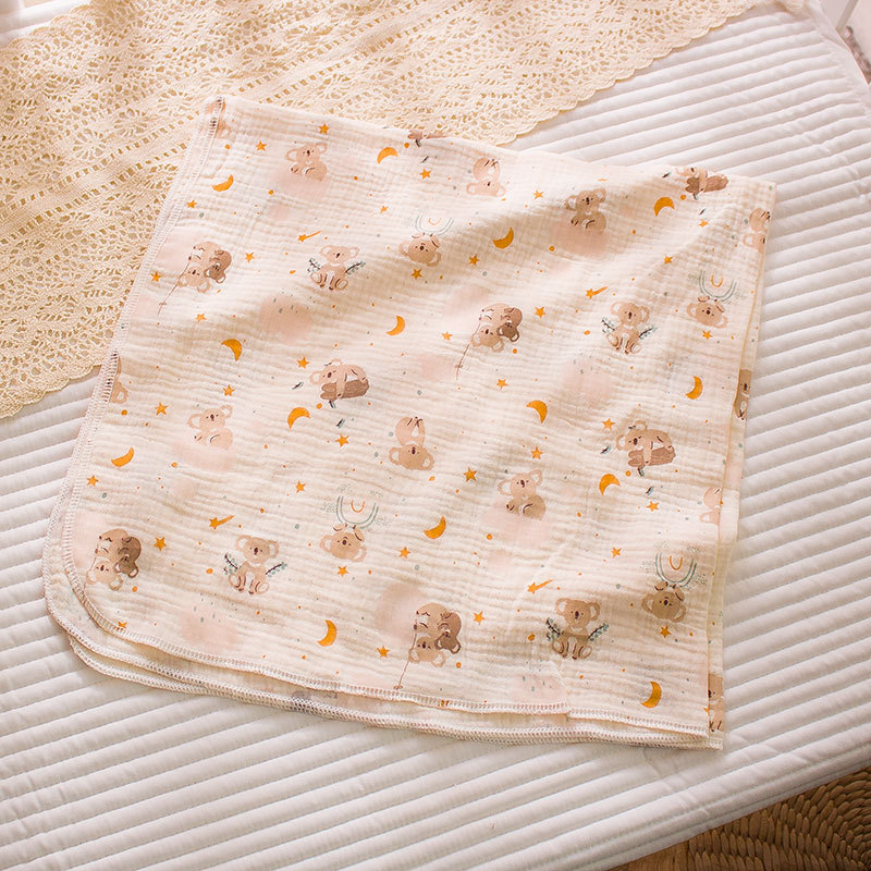 Picture of 2-layer cotton gauze delivery room single-layer double-layer printed wrinkled gauze baby home clothes saliva towel quilt blanket bath towel