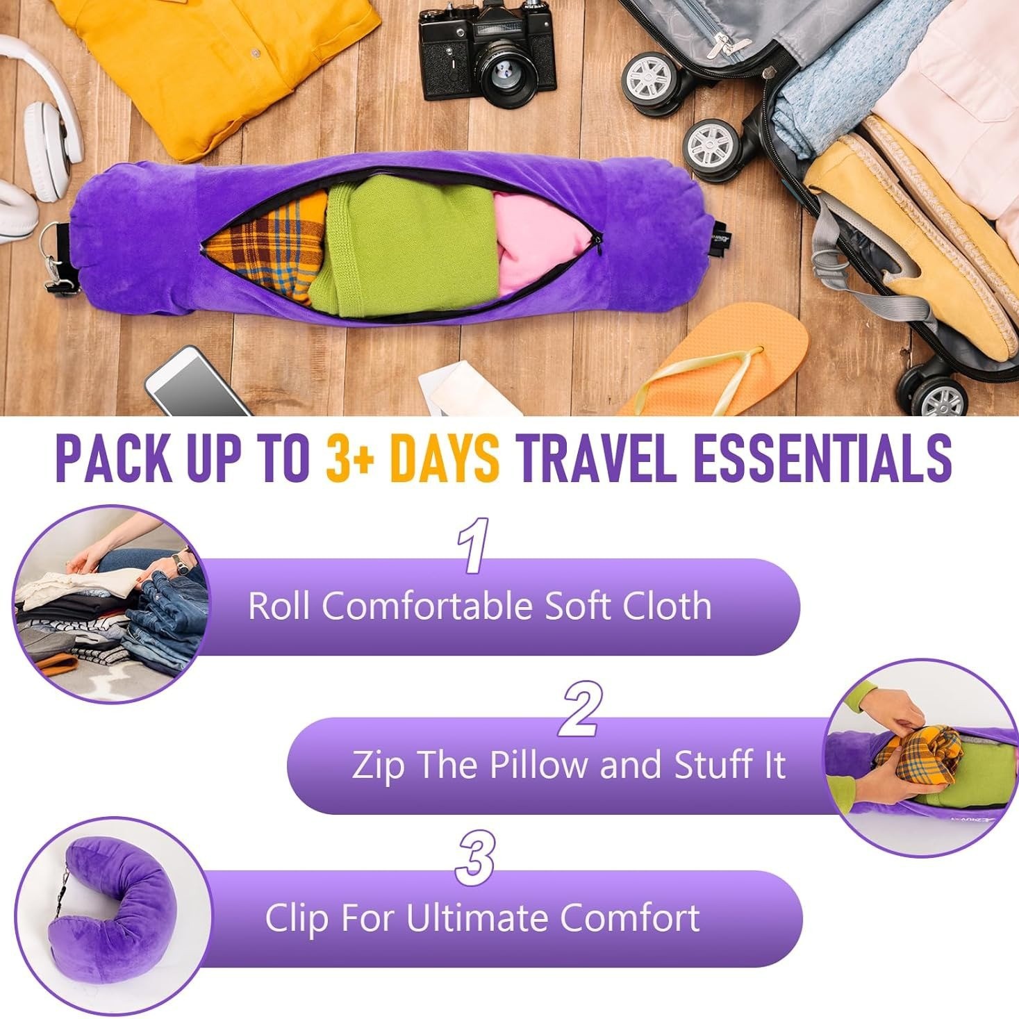 Picture of Portable Low-Cost Airline Artifact U-Shaped Pillowcase Storage Travel Bag Can Be Filled with Clothes and Luggage Without Core Aircraft Neck Pillow