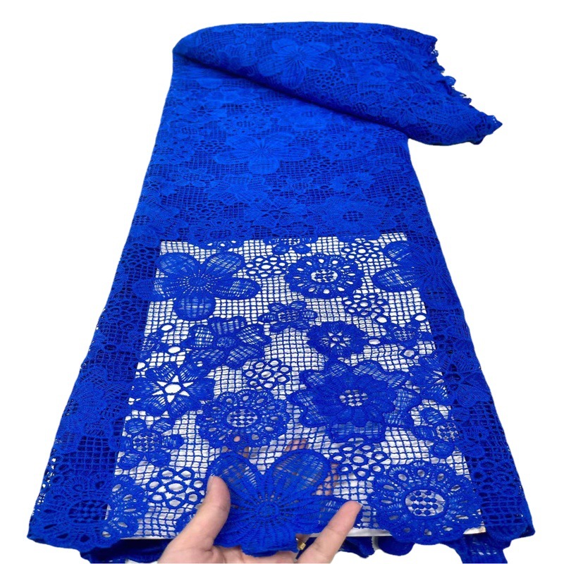 Solid Color African Cut Out Water-Soluble Embroidered Cloth Dress Cheongsam Fashion Dress Lace Fabric African Lace