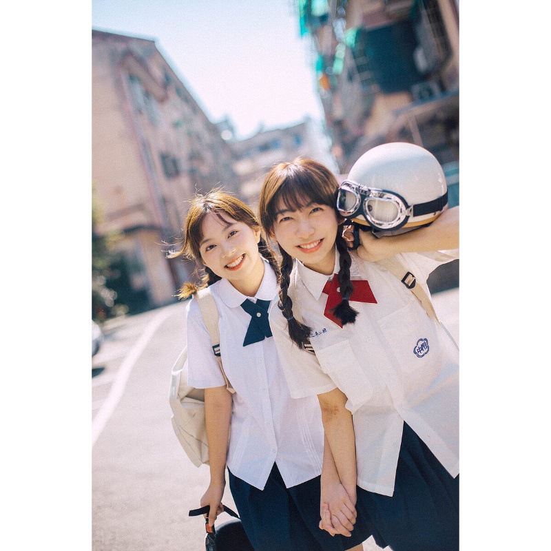 Picture of JK Solid Color Cross Bow Tie Female Student School Uniform College Style wine red Collar Shirt Bow