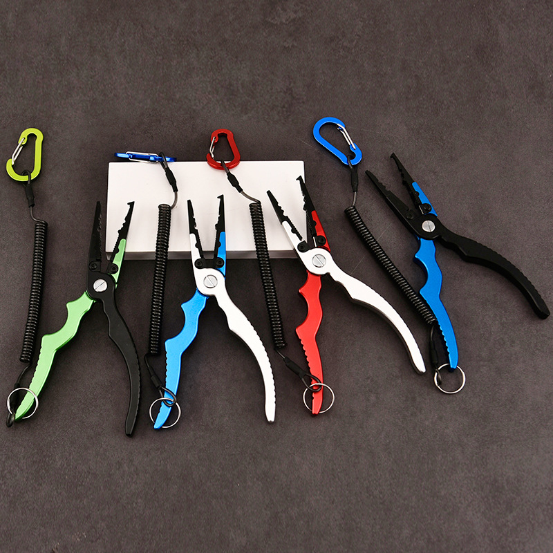 in stock Wholesale Multifunctional Aluminum Alloy Road Pliers Arc Handle Fishing Pliers Open Ring Cutting Line Tool