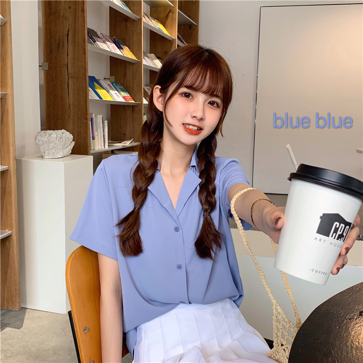 Picture of Elegant Lapel White Shirt Women's Design Sense Niche Top Summer 2025 New Women's All-match Short-sleeved Shirt Trendy