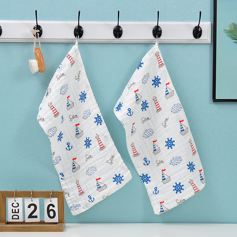 Picture of 6-Layer Seersucker Small Square Towel Kidsren's Towel Pure Cotton Type a Cotton High-Density Saliva Towel Kindergarten Small Towel Pure Cotton