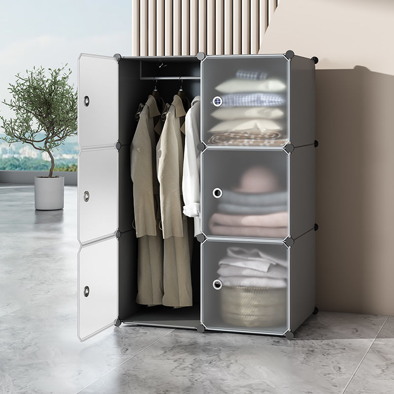 Simple wardrobe dormitory student storage cabinet, clothing storage cabinet, rental room assembly, home bedroom small wardrobe