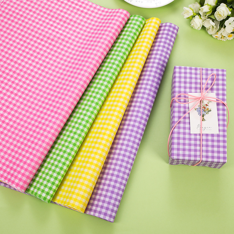 Small fresh net red color plaid Sydney paper wrapping paper flower bouquet lining paper gift packaging floral materials
